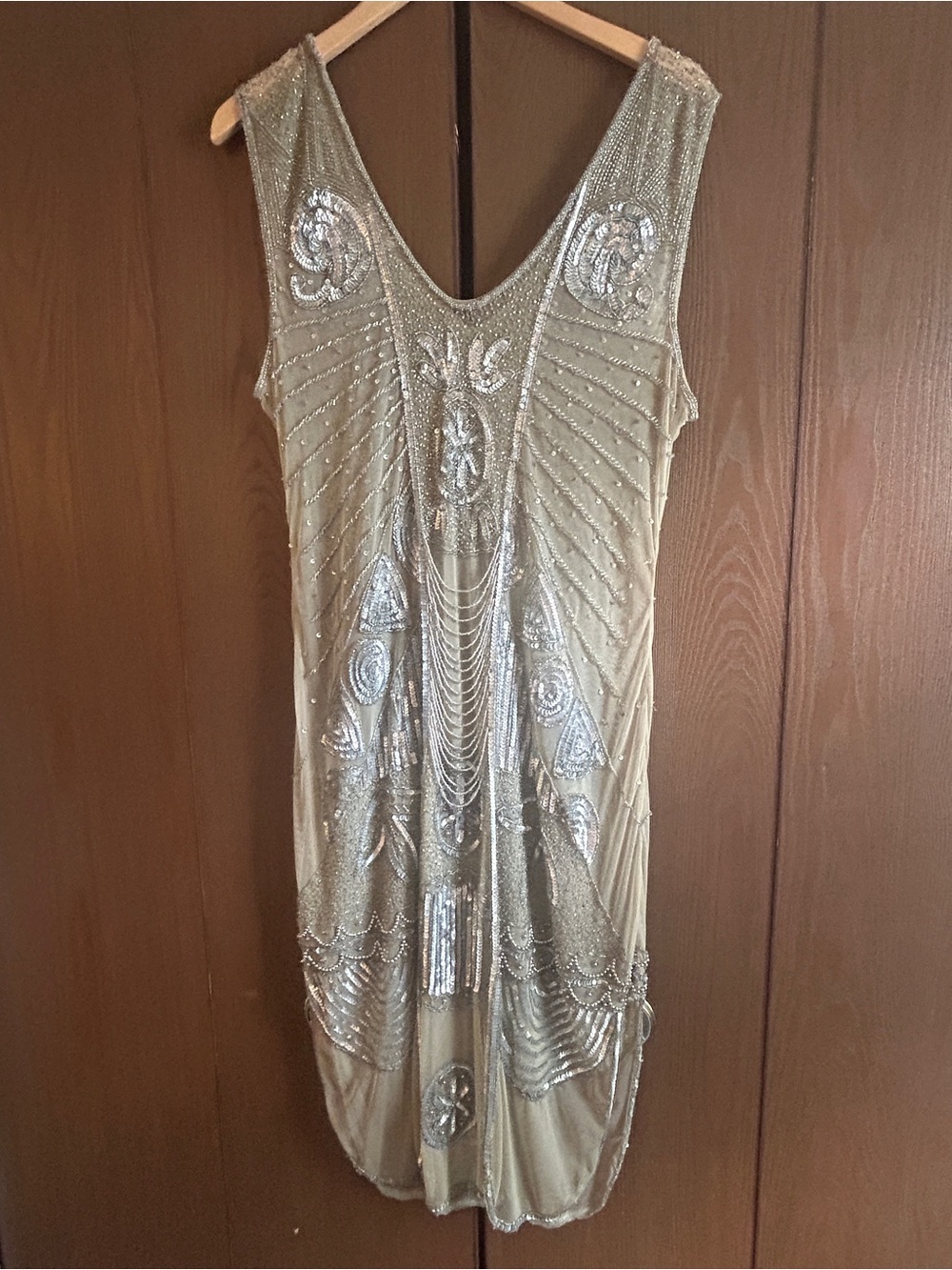 Beaded Art Deco Evening Dress in Champagne